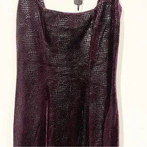 Betsey Johnson Size Small Vintage Purple‎ Velvet Snake Print Bodycon Tank Dress thumbnail 2