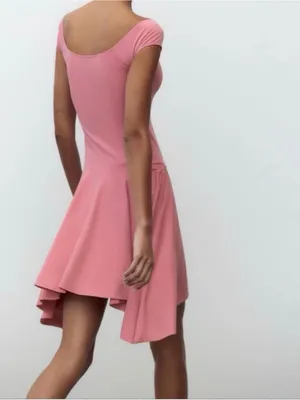 Zara Dusty Pink Asymmetrical Off-Shoulder Dress thumbnail 2