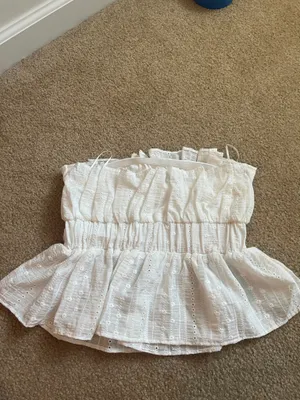 White crop top with ruffles for summer TJ Maxx  thumbnail 3