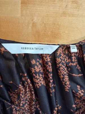 Rebecca Taylor Arden Black and Brown Fern Print Midi Dress thumbnail 5
