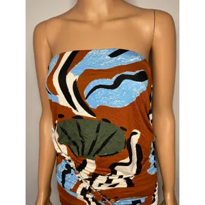 Celandine Suzanne Lustig Gabbie strapless ruched tube dress size L abstract boho thumbnail 9
