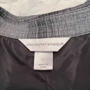 Christopher & Banks gray plaid open front blazer jacket size large thumbnail 4