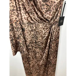 Muse by Marchesa Senna Leopard Satin One Shoulder Maxi Dress Formal US 8 NWT thumbnail 10