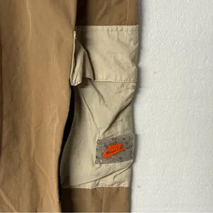 Nike Sportswear Cargo Pants Women Small Woven Beige Mid Rise Logo Drawstring thumbnail 6
