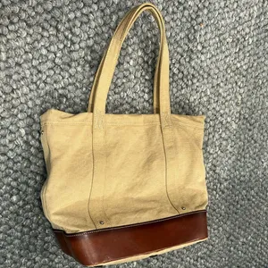 Polo Ralph Lauren Vintage 90's Canvas leather Tote Bag Multi Pocket Khaki thumbnail 12