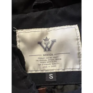 Wenven Woman's Black Coat‎ Jacket Parka Hood Military Style Sz Sm Pockets Patch thumbnail 2
