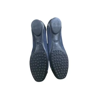 Tod’s Women’s 37.5 US 7.5 Blue Suede Ballet Flats Studded Patent Leather Bow Y2K thumbnail 5