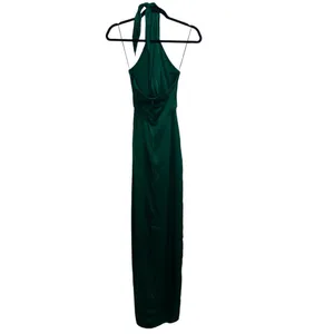 X Revolve Mezcal 100% Silk Maxi Gown In Dark Green thumbnail 6