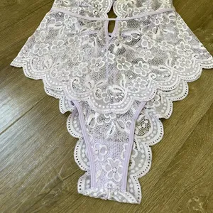 Dreamgirl Purple Lace Lingerie Bodysuit Sheer ~ Size Large thumbnail 11