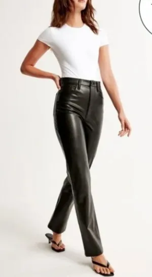 Abercrombie & Fitch Black Vegan Leather 90s Straight Pants Curve Love High Rise thumbnail 1