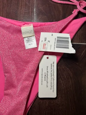NWT L*Space Lennox Shimmery Pink Side Tie Bikini Bottom Size Medium thumbnail 5