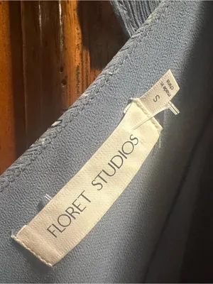 NWOT Floret Studios sz Small Blue Floral Ruffle Maxi Dress with Smocked Waist thumbnail 8