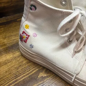 Converse White Hi Lift Platform‎ Floral Embroidered Sneakers Size 8 thumbnail 7