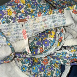 NEW $148 Free People Ellia Primary Floral Ellia Printed Smocked Ruffle Set 2pcs thumbnail 7