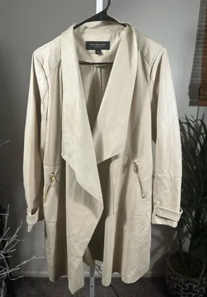E16. Marc New York Women's Cream Leather Waterfall Drape Coat thumbnail 1
