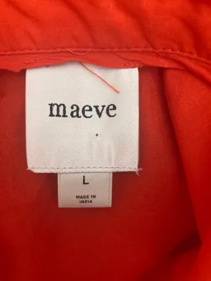 Anthropologie Maeve Red Short Puff Sleeve Ruched Blouse L thumbnail 12