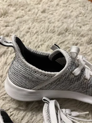 adidas Cloudfoam Sneakers Women’s Size 6.5 Grey and White Knit Lace-Up Sneakers thumbnail 5