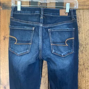 American eagle dark wash high rise jeans! thumbnail 6