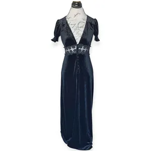 Forever 21 Dress Black Velvet Crushed Maxi Small thumbnail 2
