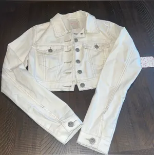 Free people cropped denim white / ivory jacket 0 ( XS ) women NWT thumbnail 1