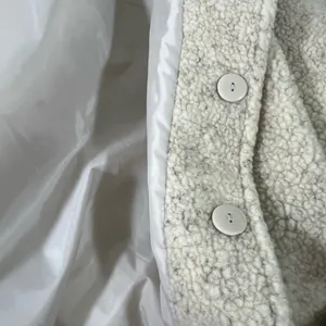 Cozy Sherpa Reversible Jacket W/Corduroy Trim Womens‎ Petite LG Cream & Tan NEW thumbnail 8