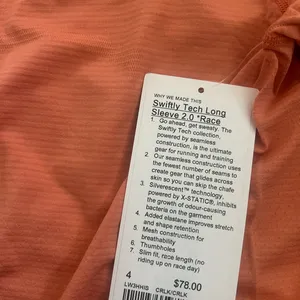 Lululemon Swiftly Tech Long Sleeve Shirt 2.0 Race Length thumbnail 5