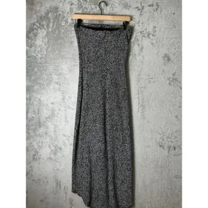 Vintage Y2k Strapless Asymmetrical Midi Dress Black White Ruched‎ Glitter Medium thumbnail 3