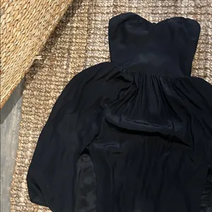 Amanda Uprichard 100% Silk Elegant Black Strapless Midi Dress Size Small thumbnail 3