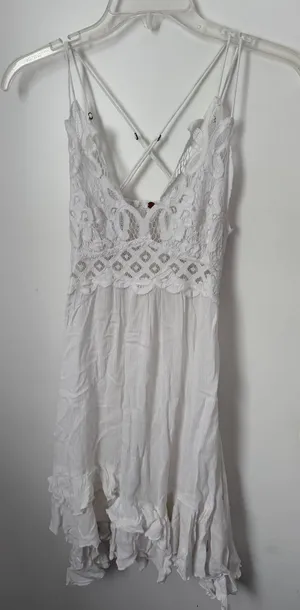 Free people Lace-Detail White Sundress with Crisscross Straps thumbnail 1