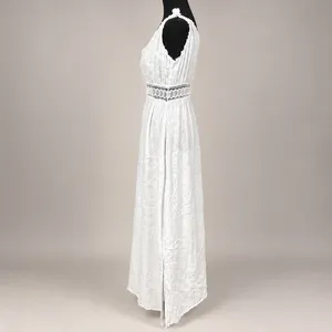 Terzo Millennio 100% Linen Maxi Dress Womens S Made in Italy Crochet Boho White thumbnail 4