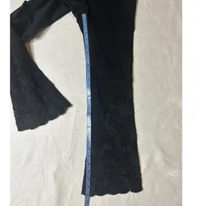 William Rast Black Embroidered Crop Flare Jeans Size 25 Boho Scalloped Hem Denim thumbnail 9