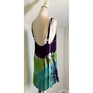 Women’s Tie Dye Spaghetti Strap Dress/top MEDIUM Green thumbnail 11