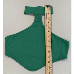 High Neck Crop Top Womens Small Green Stretch Festival Boho Indie Minimal Travel thumbnail 4