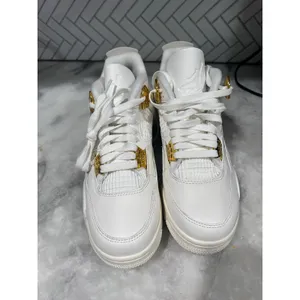 Nike Air Jordan 4 Retro White Gold Women’s 9 AQ9129-170 2024 OG Basketball thumbnail 3