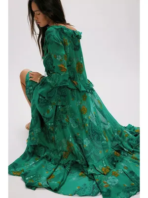 FREE PEOPLE Paisley Petals Maxi Dress in Green Size Small thumbnail 9