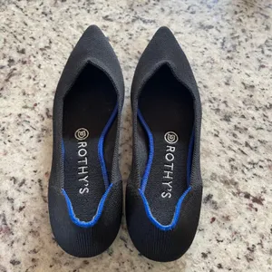 Rothy's The Point Flats Womens 9 Black Blue Halo Sustainable Knit Pointed Toe thumbnail 4