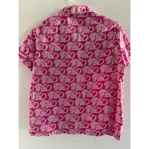 Print Fresh Pajama Top Womens Small Pink Cotton Leopard‎ Short Sleeve Preppy thumbnail 2