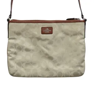Coach Signature Cream Nylon Rectangle Crossbody Bag Handbag Style 35454 thumbnail 3