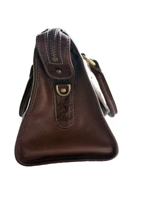 Authentic Vintage Brahmin Brown Leather Satchel Handbag – Lucky Penny Included thumbnail 3