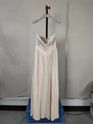House of CB Marcella Ivory Strapless Pleated Maxi Dress in Cream L thumbnail 5