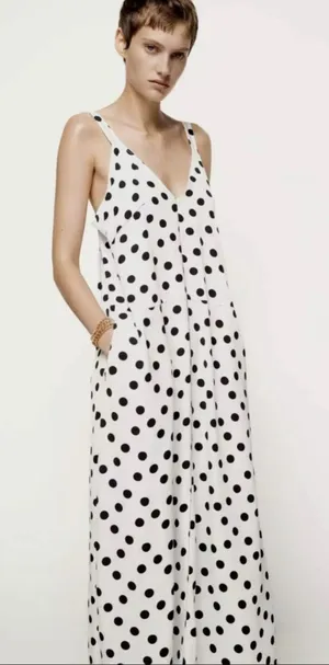 zara cotton polka dot dress limited edition side pocket size medium thumbnail 1