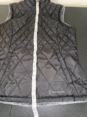 Free Country Women's Quilted Full Zip Vest Black Sherpa Lined Size L thumbnail 6