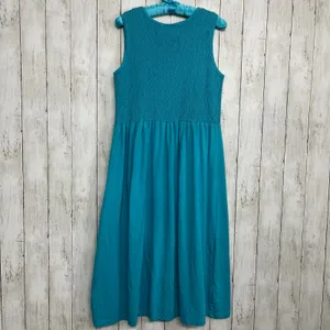 Company One Blue Chore Dress L Distressed Stained Garden Work Artist Smock thumbnail 2