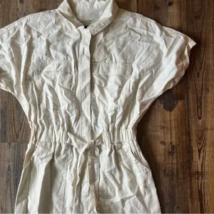 Universal Threads Womens Short Sleeve Ivory Linen Blend Jumpsuit Size 4 NWT thumbnail 2