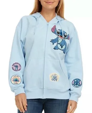 Disney Stitch Women’s Blue Full Zip Character Sweatshirt Hoodie medium size thumbnail 1
