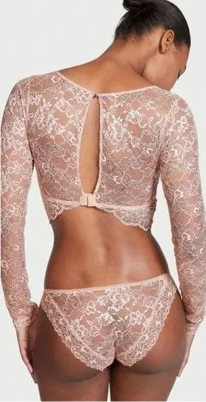 NWT Victoria’s Secret Dream Angels Allure Shimmer Long Sleeve Bra Top Lace XL thumbnail 2