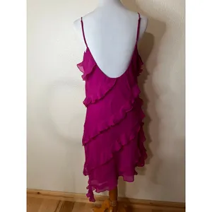 Abercrombie & Fitch Magenta Pink Ruffle Asymmetric Mini dress XLT Tall thumbnail 3