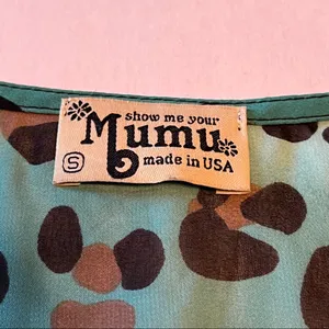 Show Me Your MuMu Womens Size Small Teal‎ Leopard Cheetah Short Sleeve Top Sheer thumbnail 2