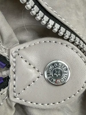 Kipling Gray and Purple Large Nylon Tote Bag thumbnail 3