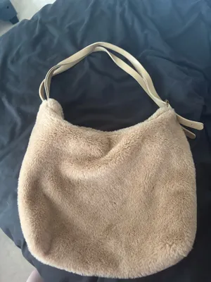 Plush Faux Fur Hobo Bag - Beige thumbnail 2